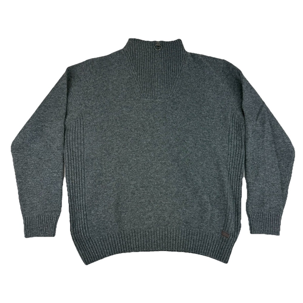 Barbour Nelson Essential Half Zip Men's XXL Wool Sweater Storm‎ Gray MKN0863GY13